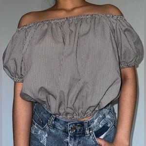 Off-shoulder striped top